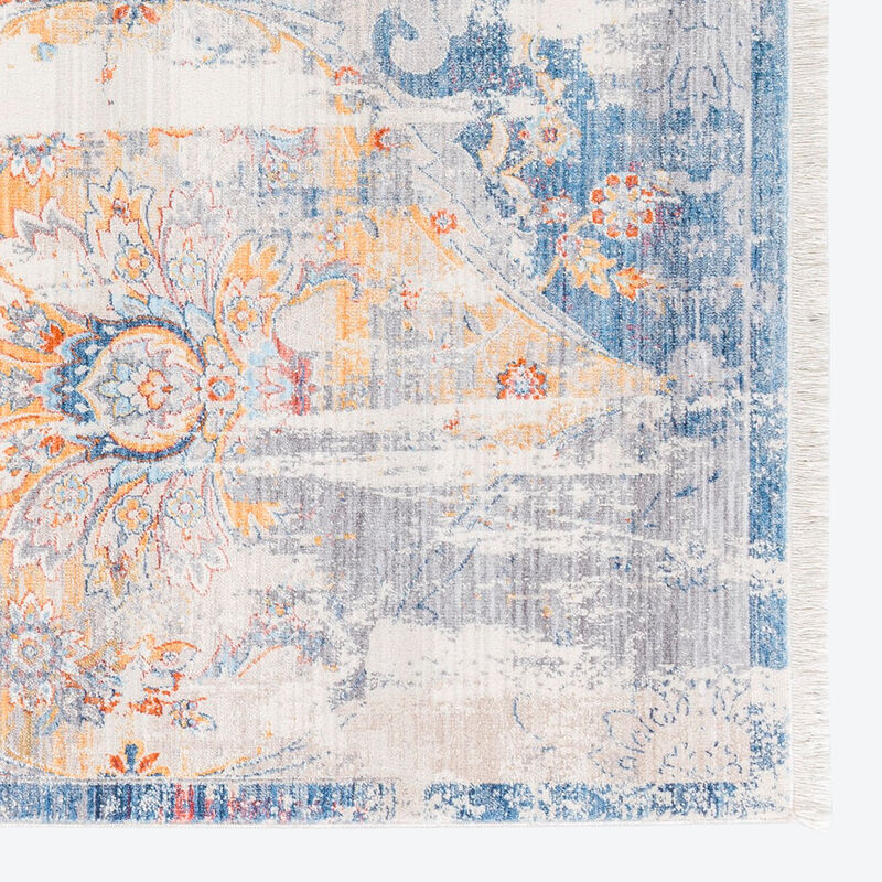 Teppich mit historischem Muster (Blau/Terracotta) - neu interpretiert Bild 3