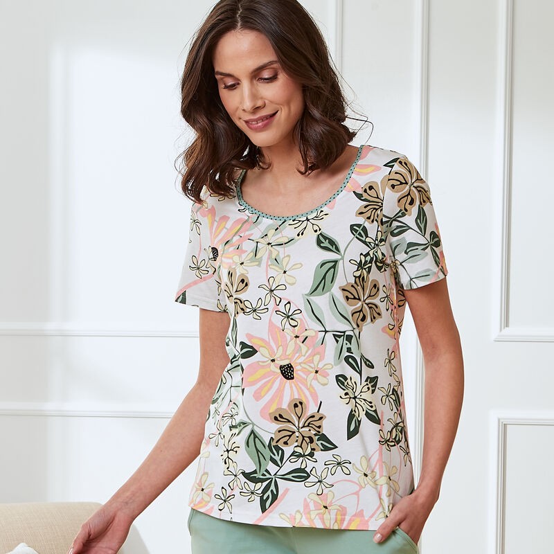 Hautfreundlich leichtes Pyjama-Shirt mit Blumenprint Bild 4