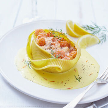 Produktbild fr 'Lachs-Garnelen-Mousse in Caccavelle mit Safransauce'