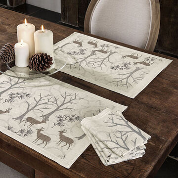 Produktbild fr 'Tischsets: Winterwald-Impressionen auf schwedischer Jacquard-Tischwsche'