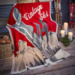 Produktbild fr 'Strapazierfhige Walk-Wolldecke mit Vintage Ski-Motiv'