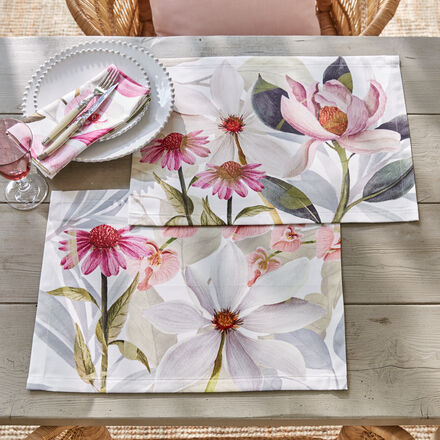 Produktbild fr 'Florale Tischsets mit Fleckschutz aus sizilianischer Traditionsweberei'