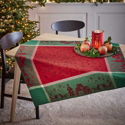 Produktbild fr 'Jacquard-Tischdecke mit klassischen Weihnachts-Motiven'