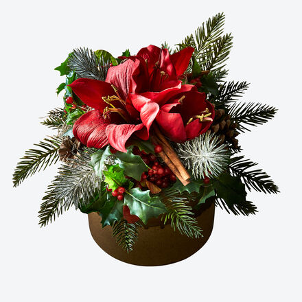 Produktbild fr 'Klassischer Winterstrau mit Amaryllis und Ilex'