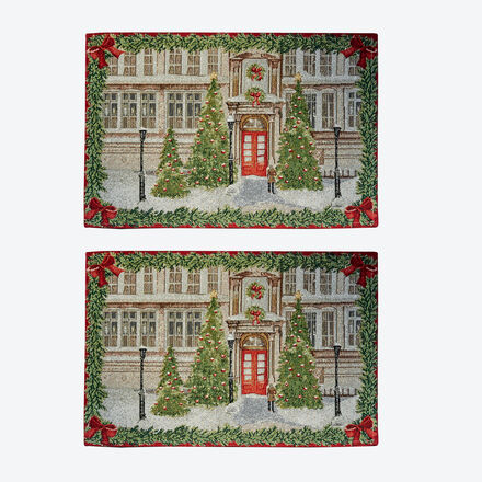 Produktbild fr 'Motiv Tr: Festliche Gobelin-Tischsets mit detailreichem Weihnachtsbaum-Motiv'