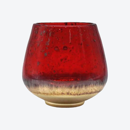 Produktbild fr 'Rot durchgefrbtes Glas-Windlicht, Teelicht, Windlichtglas, Tischdeko'