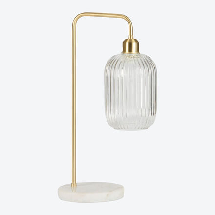 Produktbild fr 'Tischlampe im aktuellen Marmor-Gold Design, Tischleuchte, Nachttischlampe, Lampenschirm'